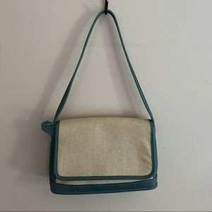 Coach canvas and leather flap shoulder bag
